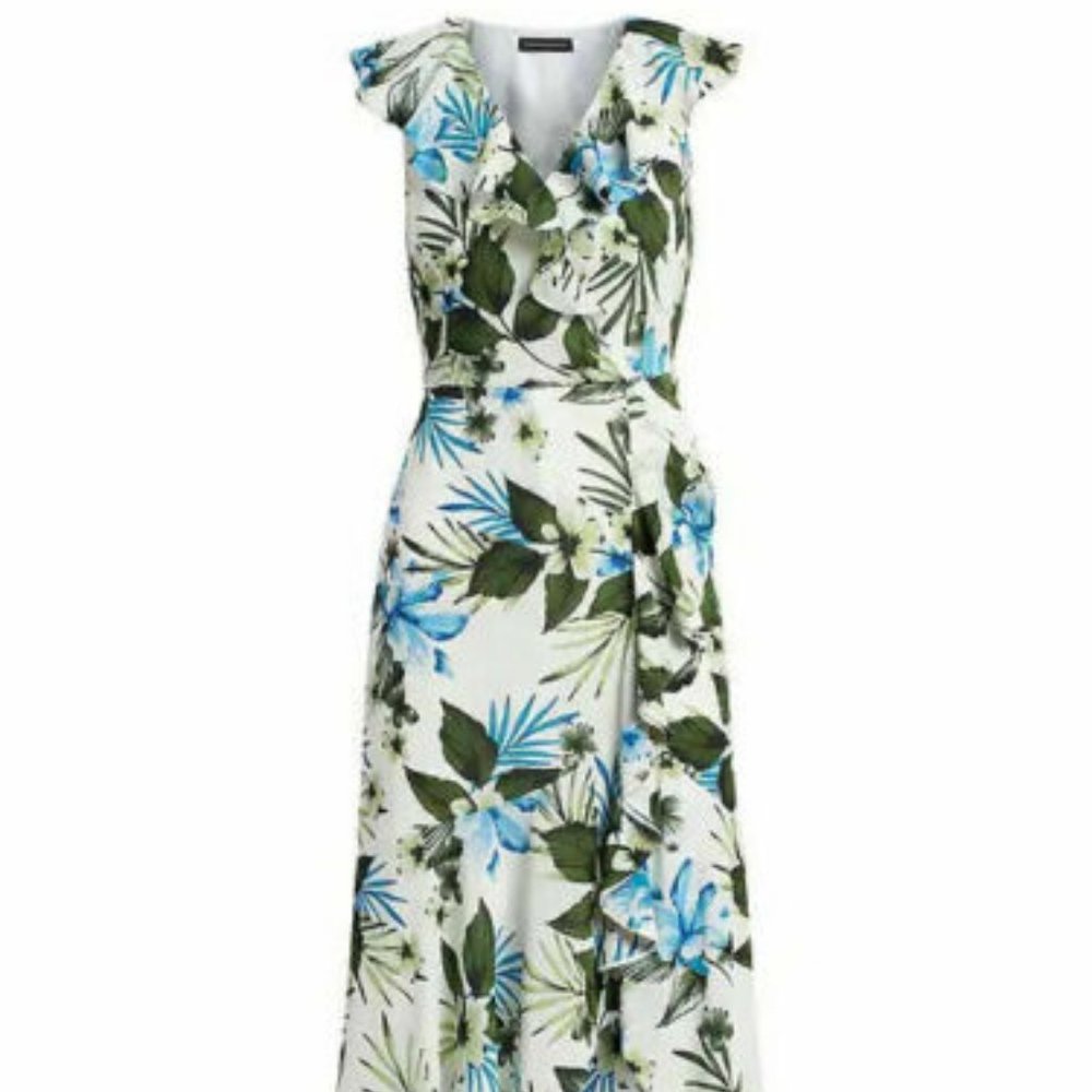 Banana Republic Floral Slit Ruffles Maxi Dress